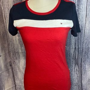 Women’s Tommy Hilfiger Red White Blue logo t-shirt Small NWOT